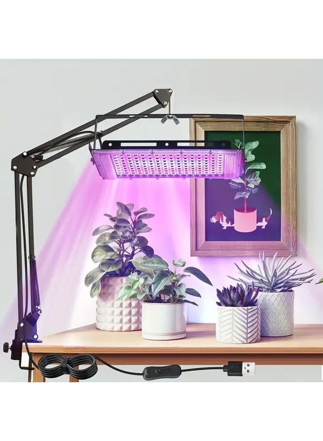 96LEDs Full Spectrum Pink Grow Light For Indoor Plants With Adjustable Stand - Image 1